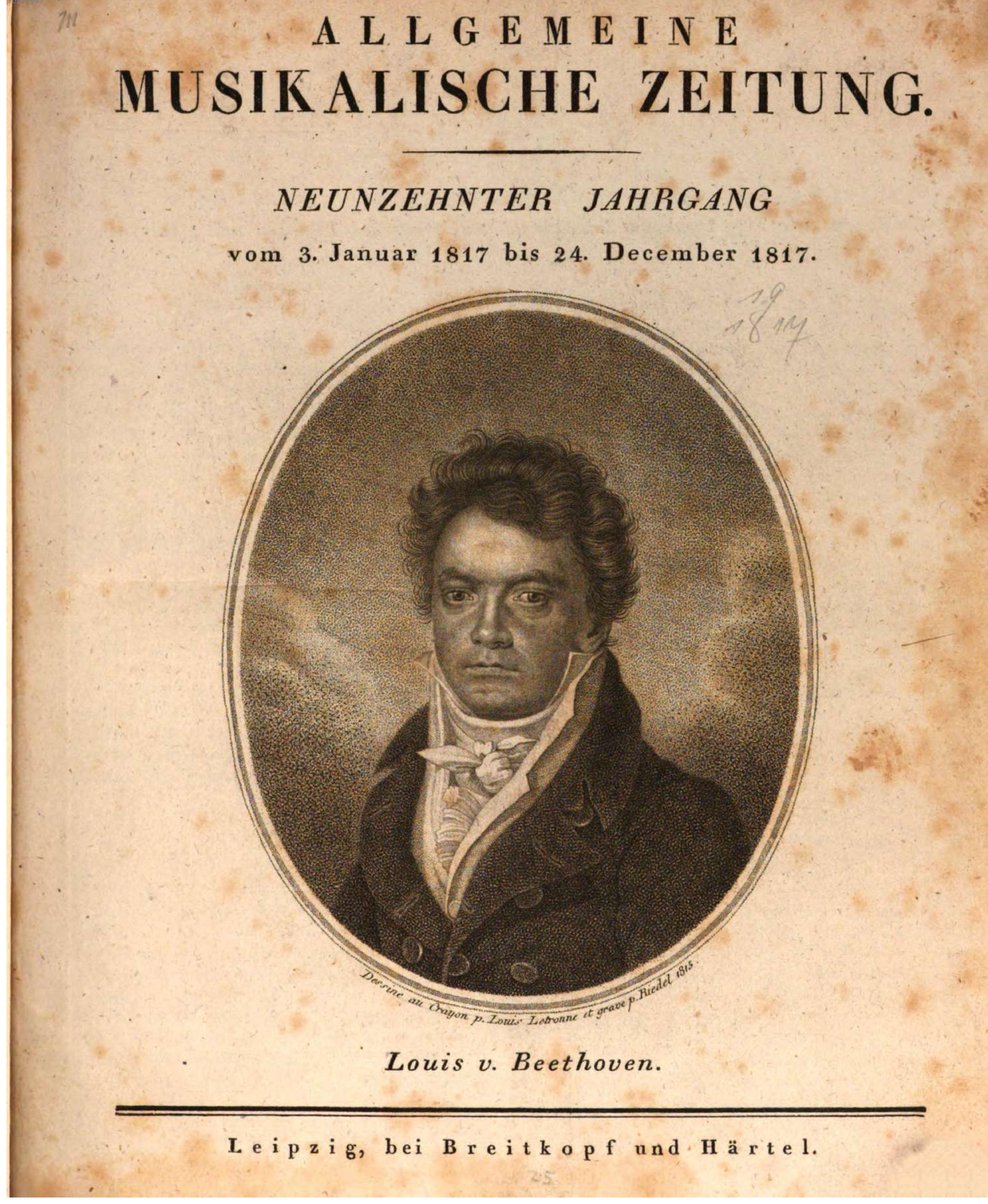 L.v. Beethoven on the title page of the AMZ, vol. 1817, Leipziger Städtische Bibliotheken – Musikbibliothek