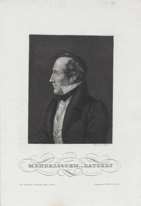 Felix Mendelssohn Bartholdy (1809–1847), Steel engraving, c.1850, Bach-Archiv Leipzig