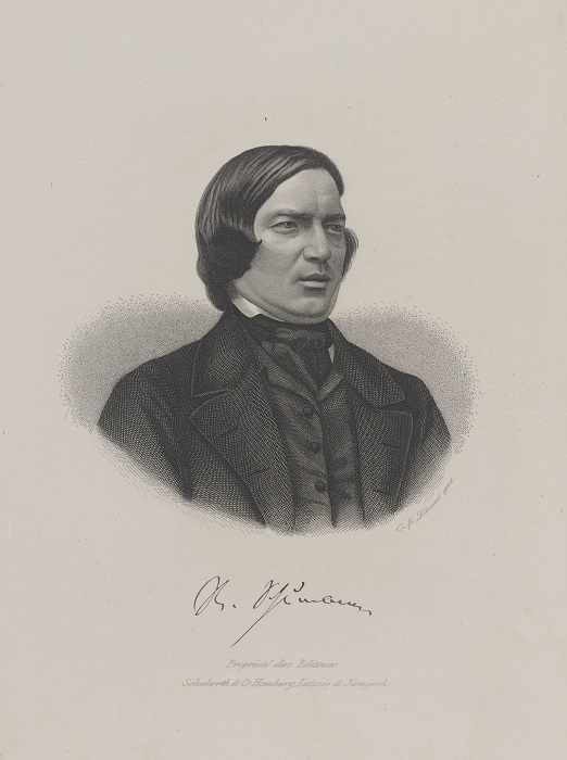 Robert Schumann (1810–1856), Steel engraving, 1849, Universitätsbibliothek Leipzig