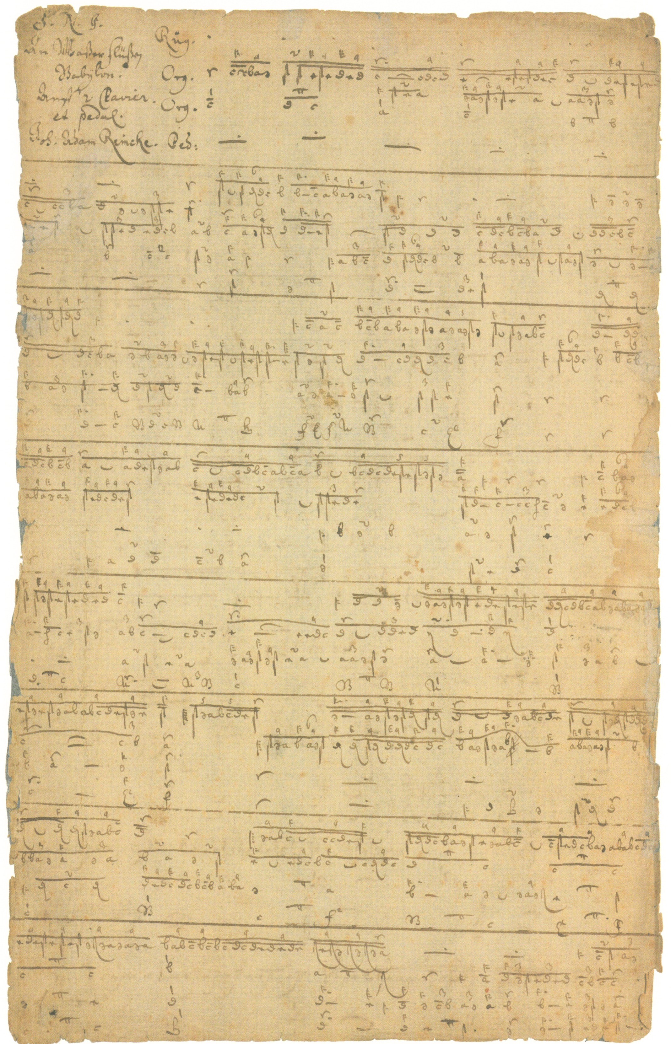 Weimar organ tablature, Johann Adam Reinken: An Wasserflüssen Babylon, copy by Johann Sebastian Bach, 1700, facsimile edition, Kassel 2007