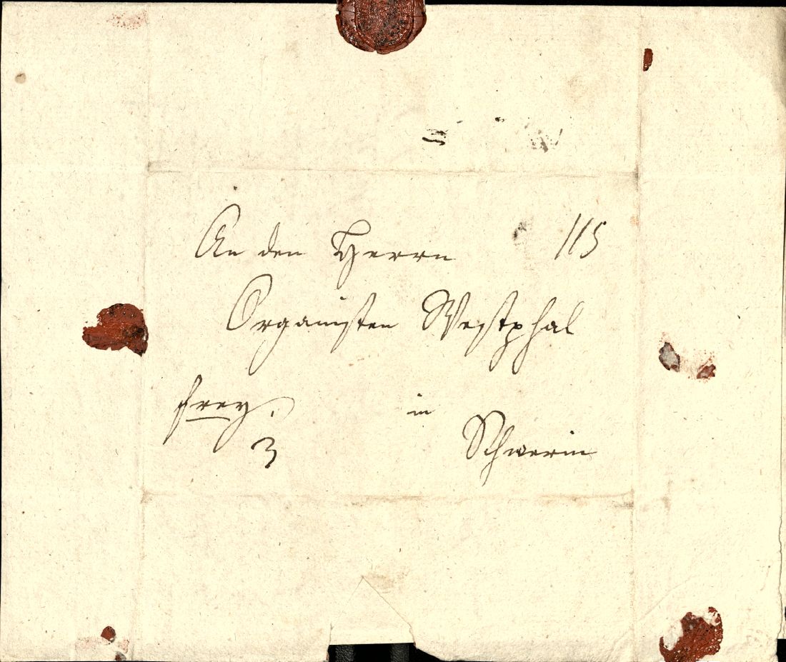 Envelope of a letter to the organist Johann Jacob Westphal bearing the seal of Johanna Maria Bach, Hamburg, November 1790