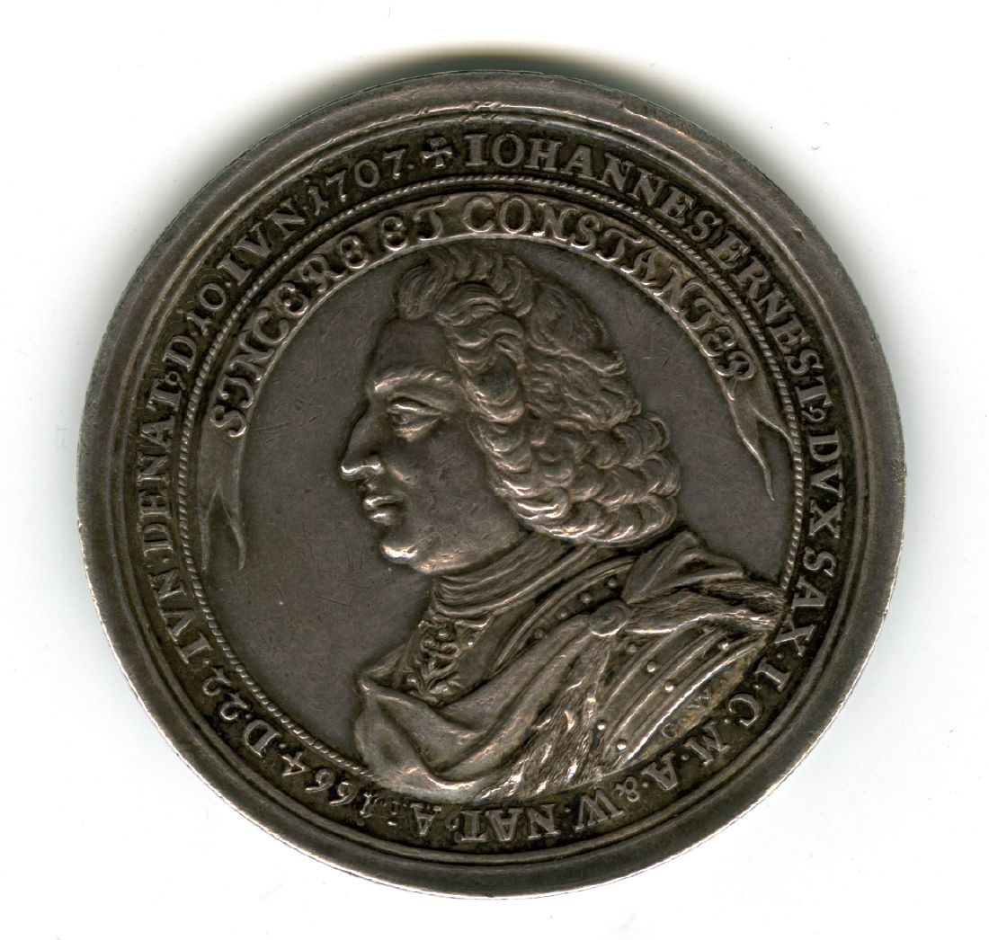 Medaille auf den Tod des Bruders des Herzogs Wilhelm Ernst zu Sachsen Weimar (1683-1728), 1715