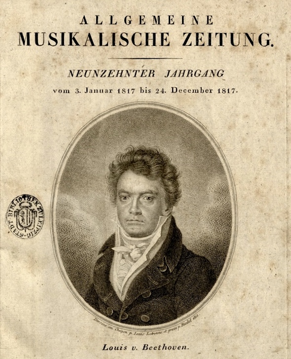 L. v. Beethoven auf dem Jahrgangs-Titelblatt der AMZ, 19.Jg. 1817, Leipziger Städtische Bibliotheken – Musikbibliothek