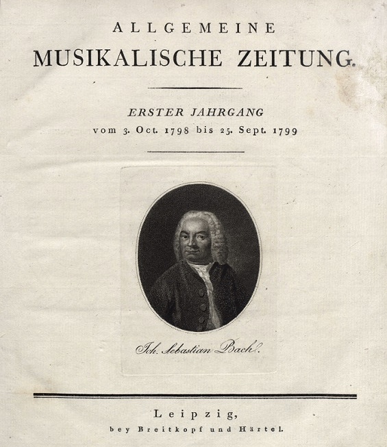 J. S. Bach auf dem Jahrgangs-Titelblatt der AMZ, 1.Jg. 1798/99, Bach-Archiv Leipzig
