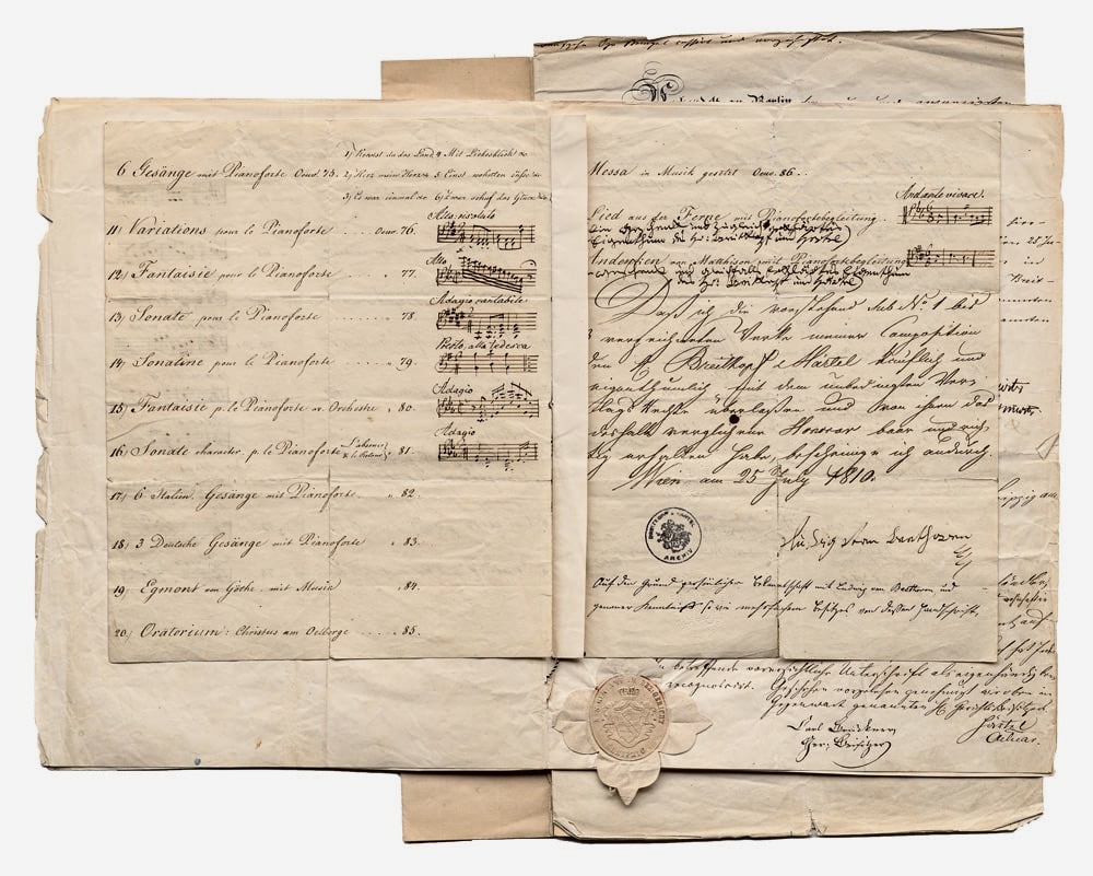 Vertrag zwischen Breitkopf & Härtel und Ludwig van Beethoven, Leipzig, 25. Juli 1810, Verlagsarchiv Breitkopf & Härtel Wiesbaden
