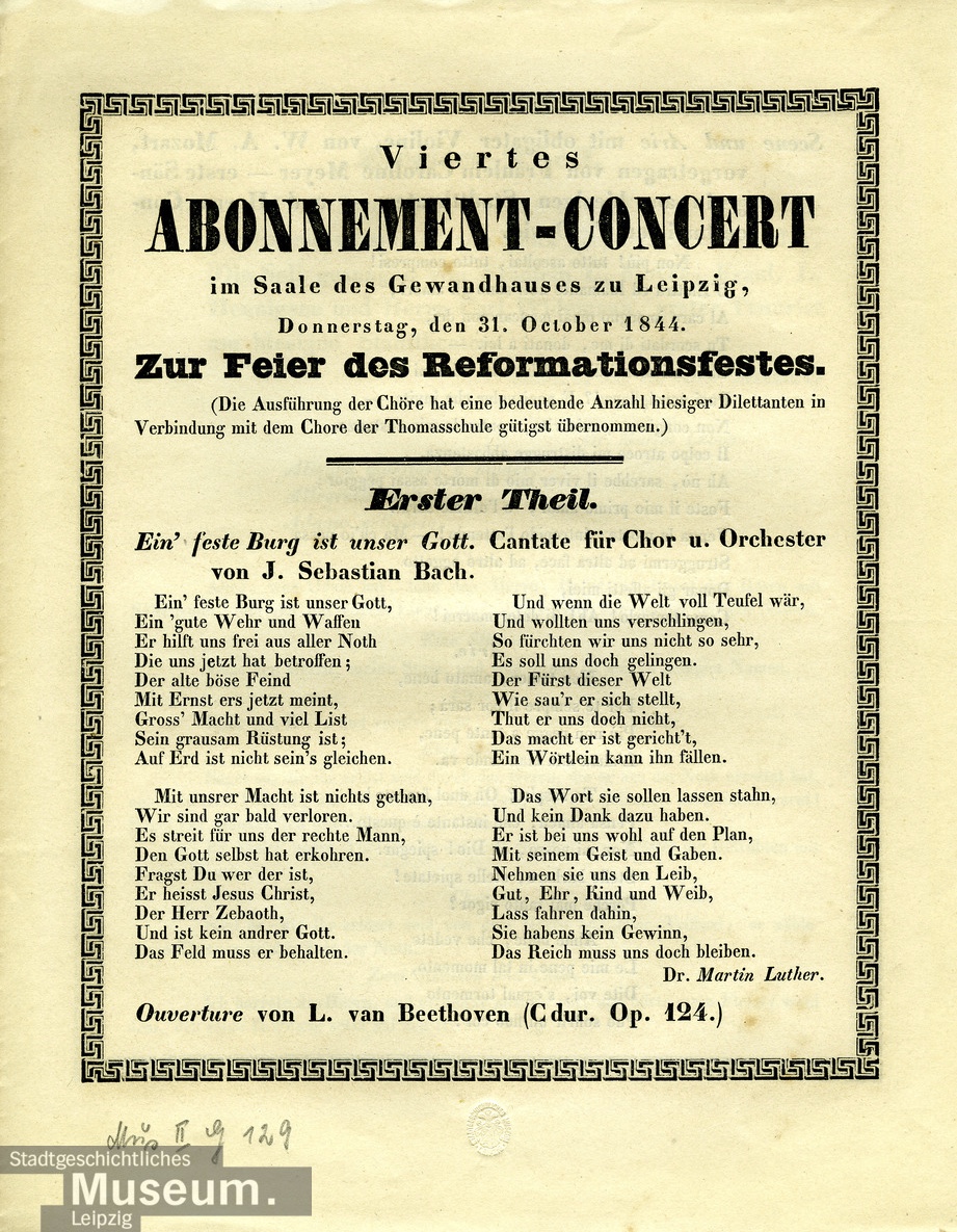 Gewandhaus-Programm vom 31. Oktober 1844, Stadtgeschichtliches Museum Leipzig