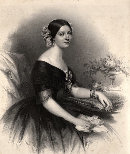 Livia Frege (1818-1891), Lithografie nach einem Gemälde von Eduard Magnus, Berlin, um 1850, Stadtgeschichtliches Museum Leipzig