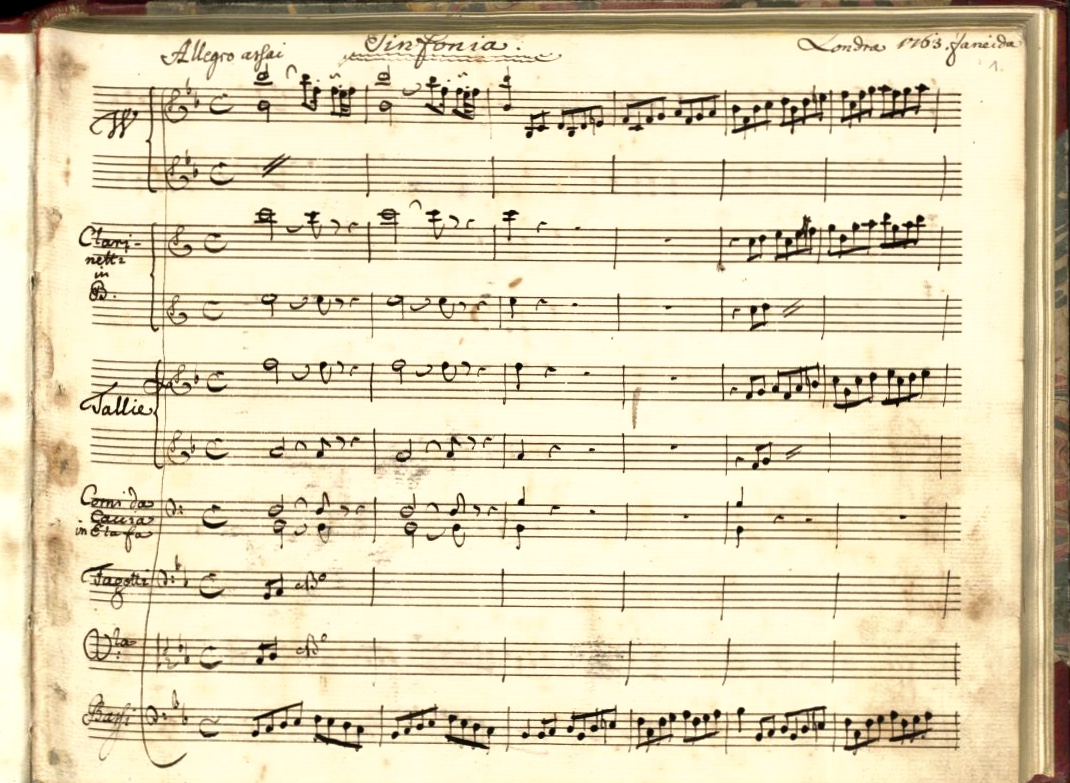 Autograph score, vol. 1, London, 1763. Elias N. Kulukundis Collection, archive deposit in the Leipzig Bach Archive