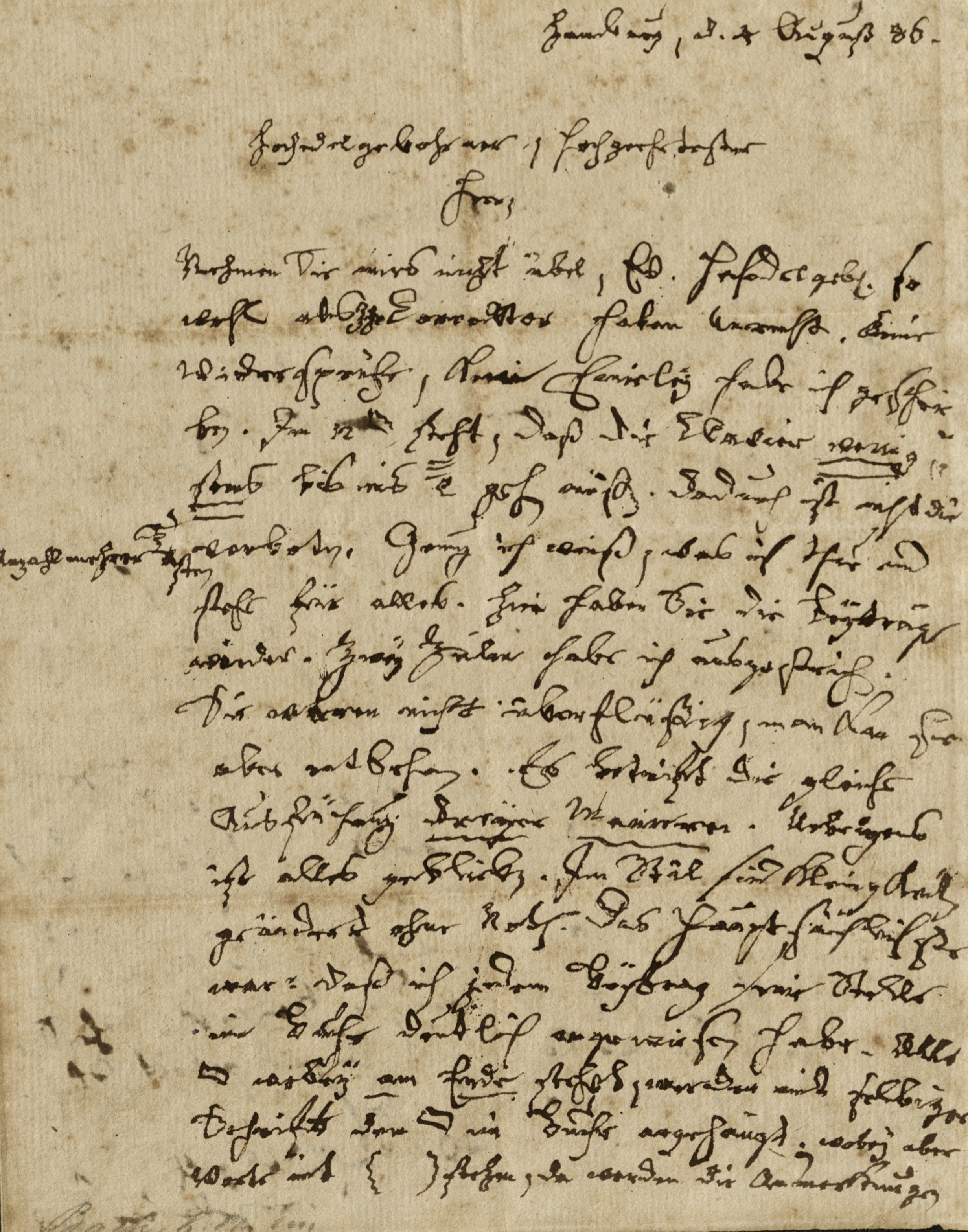 Carl Philipp Emanuel Bach, Brief an den Leipziger Verleger Engelhard Benjamin Schwickert Hamburg, 4. August 1786